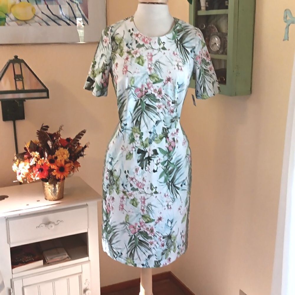 RABE 1920 Cotton Sheath Floral Dress - Picture 1 of 14